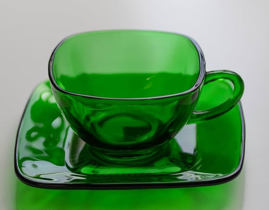 50's アンカーホッキング フォレストグリーン チャーム　カップ＆ソーサー Anchor Hocking” Forest Green Charm C&S アンカーホッキング